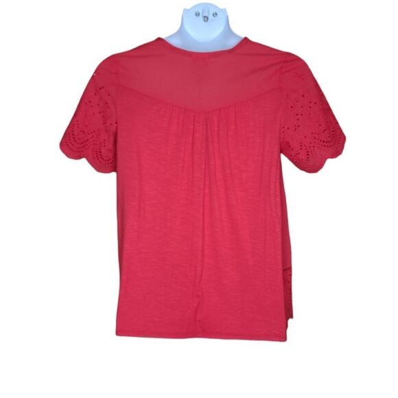 NEW Knox Rose robin red eyelet loose fit v-neck peasant top M - Picture 3 of 8
